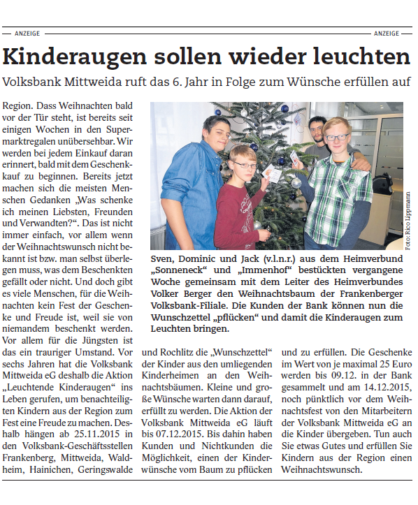 Den Kindern wird ein Lächeln geschenkt.